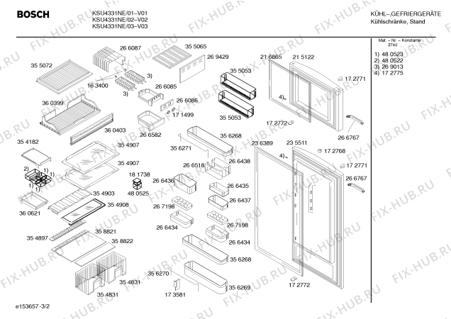 Схема №3 KSU4331NE с изображением Панель для холодильника Bosch 00480643
