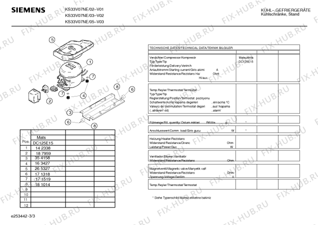 Взрыв-схема холодильника Siemens KS33V07NE - Схема узла 03