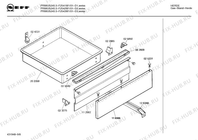Взрыв-схема плиты (духовки) Neff F2542W1 PRIMUS 245.5 - Схема узла 09