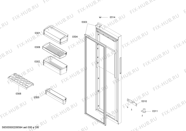 Схема №6 KAN92SC68C с изображением Наклейка для холодильной камеры Bosch 10007482