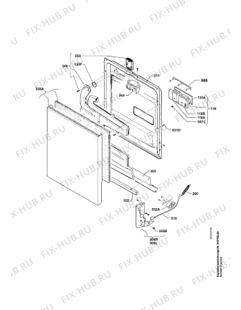 Взрыв-схема посудомоечной машины Electrolux GA811GL.3 BR - Схема узла Door 003