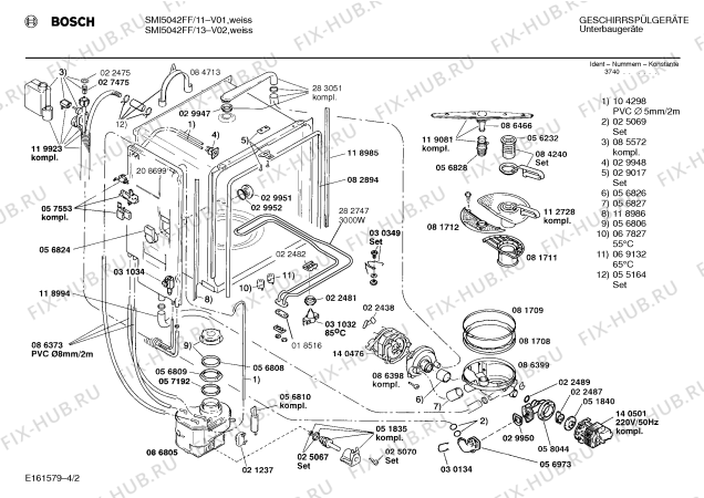 Схема №3 SMI5042FF SMI5042 с изображением Панель для посудомойки Bosch 00272199