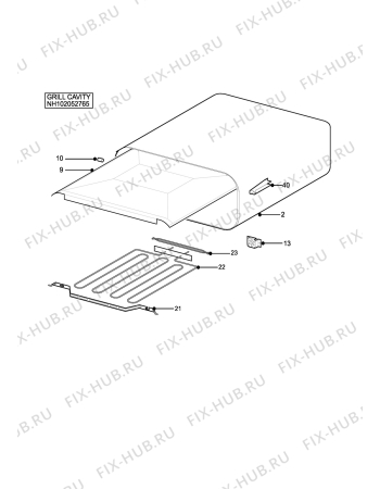 Взрыв-схема плиты (духовки) Electrolux CSB4411 (WHITE ROSE) - Схема узла H10 Grill cavity assy