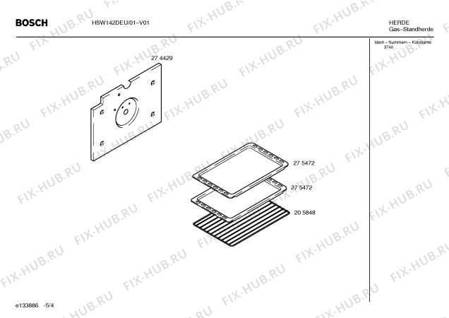 Схема №5 HSW142BEU с изображением Панель для плиты (духовки) Bosch 00357559
