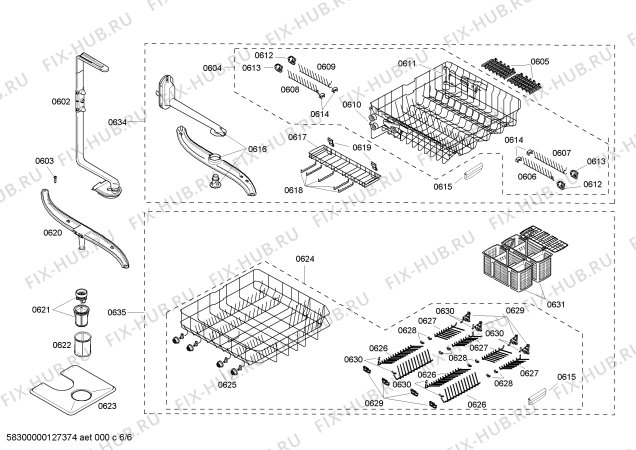 Взрыв-схема посудомоечной машины Bosch SHV68M03UC - Схема узла 06