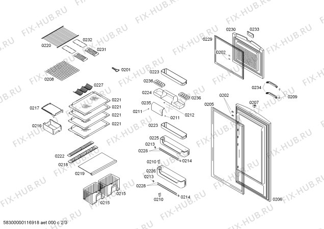 Взрыв-схема холодильника Bosch KSV52622NE - Схема узла 02