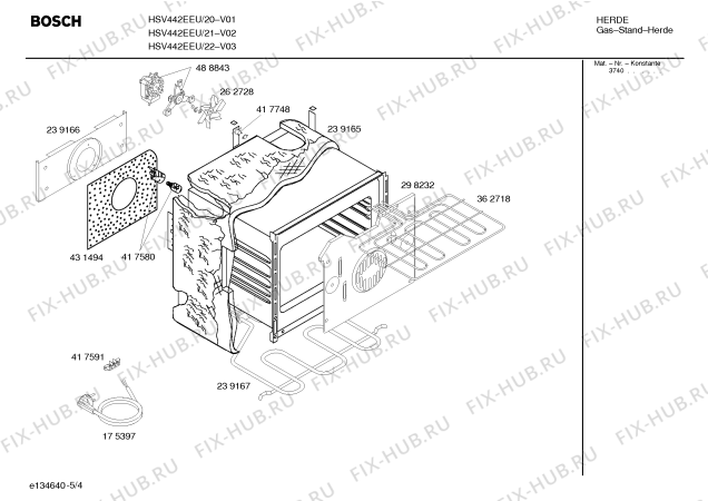 Схема №4 HSV442GBY Bosch с изображением Кабель для духового шкафа Bosch 00488944