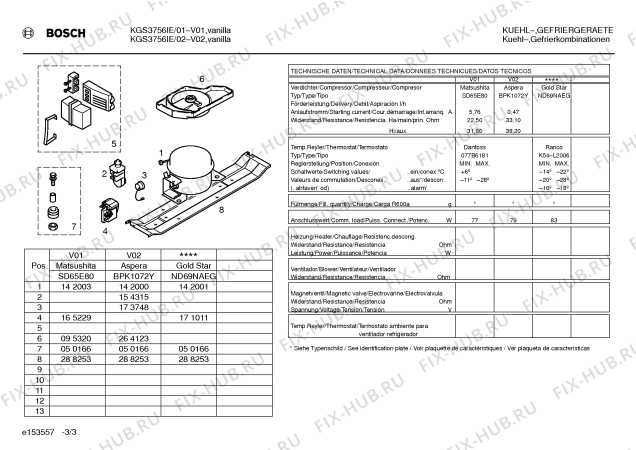 Взрыв-схема холодильника Bosch KGS3756IE - Схема узла 03