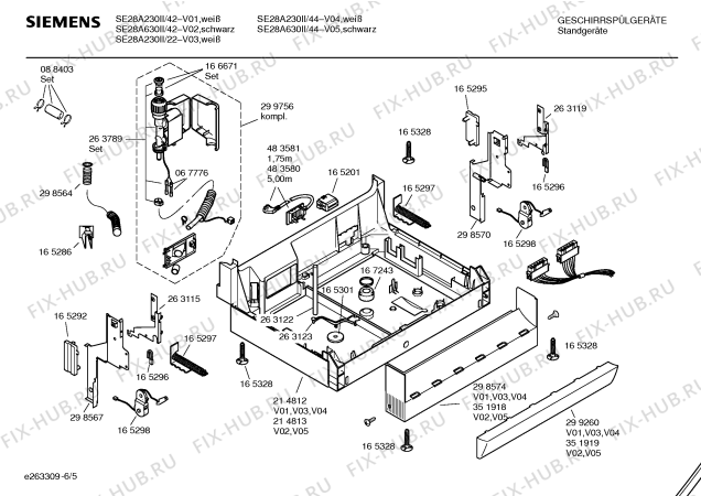Взрыв-схема посудомоечной машины Siemens SE28A230II white edition - Схема узла 05