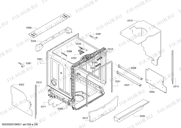 Взрыв-схема посудомоечной машины Bosch SMV46KX01E Silence Plus - Схема узла 03