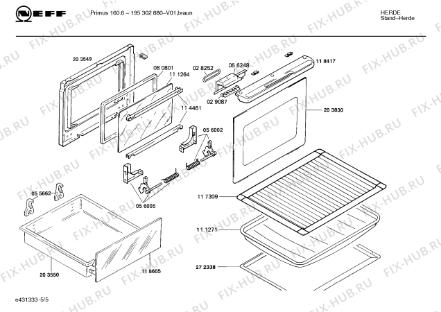 Взрыв-схема плиты (духовки) Neff 195302880 PRIMUS 160.6 - Схема узла 05
