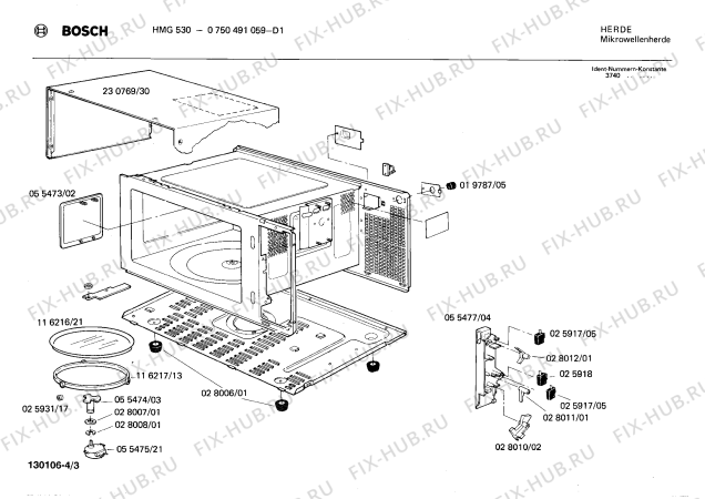 Схема №3 0750491059 HMG530 с изображением Дверь для микроволновки Bosch 00116235