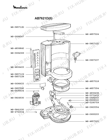 Взрыв-схема кофеварки (кофемашины) Moulinex AB7621D(0) - Схема узла FP001455.9P2