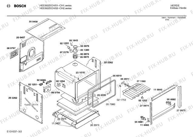 Схема №2 HEE602DCH с изображением Переключатель для электропечи Bosch 00031257