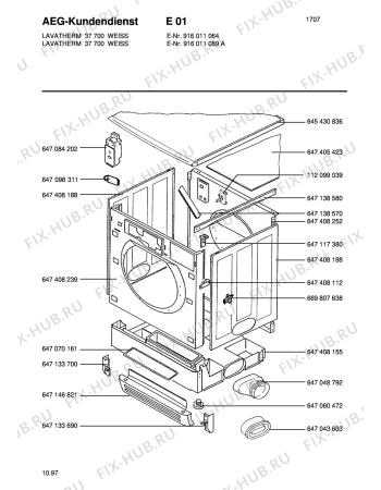 Взрыв-схема стиральной машины Aeg LTH37700 - Схема узла Housing 001