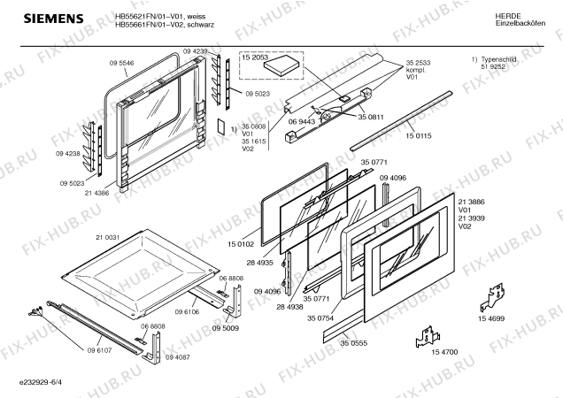 Схема №6 HB55661FN с изображением Панель управления для плиты (духовки) Siemens 00353872