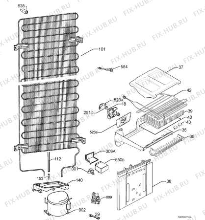 Взрыв-схема холодильника Zanussi ZNB323S - Схема узла Cooling system 017