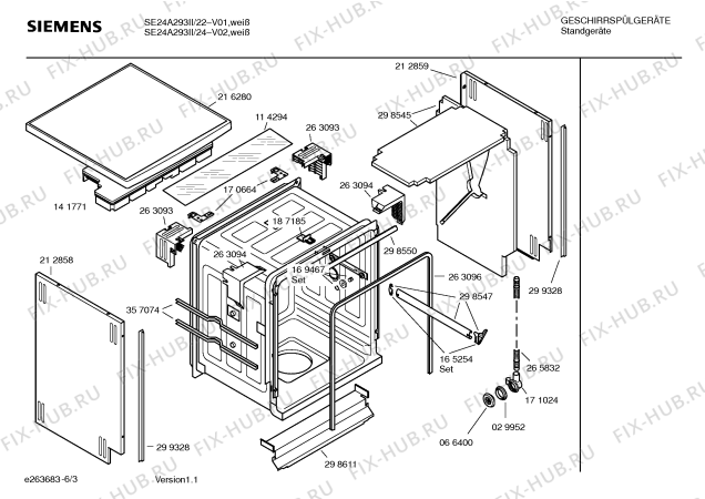 Взрыв-схема посудомоечной машины Siemens SE24A293II PlusSense - Схема узла 03