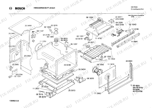 Взрыв-схема плиты (духовки) Bosch HBE630R69 - Схема узла 02