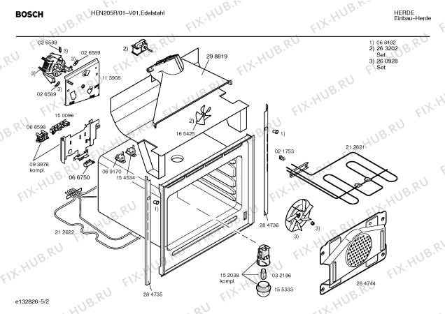 Взрыв-схема плиты (духовки) Bosch HEN205R - Схема узла 02