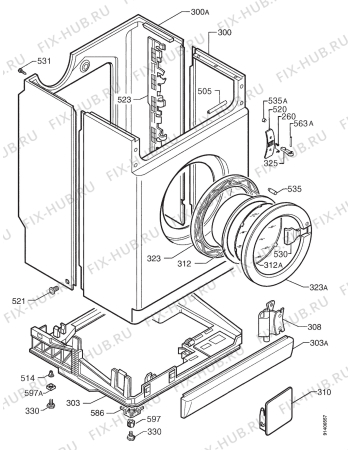 Взрыв-схема стиральной машины Hanseatic WDC 1200 - Схема узла Cabinet + armatures