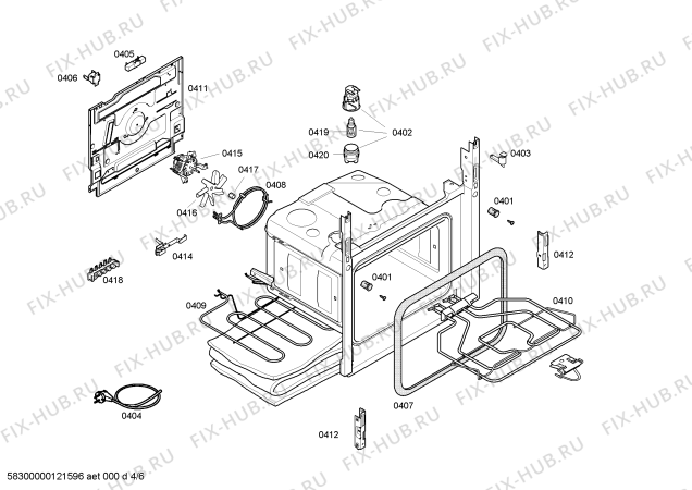 Взрыв-схема плиты (духовки) Bosch HSV745021T - Схема узла 04