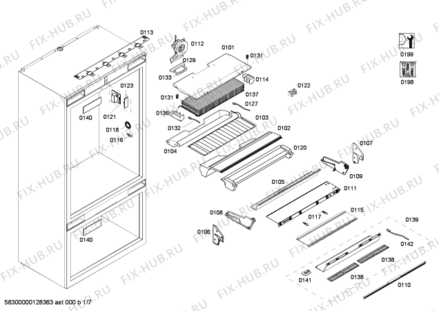 Схема №7 CIB36MIIR1 KF 1901 VI с изображением Крепеж для холодильника Bosch 00246402