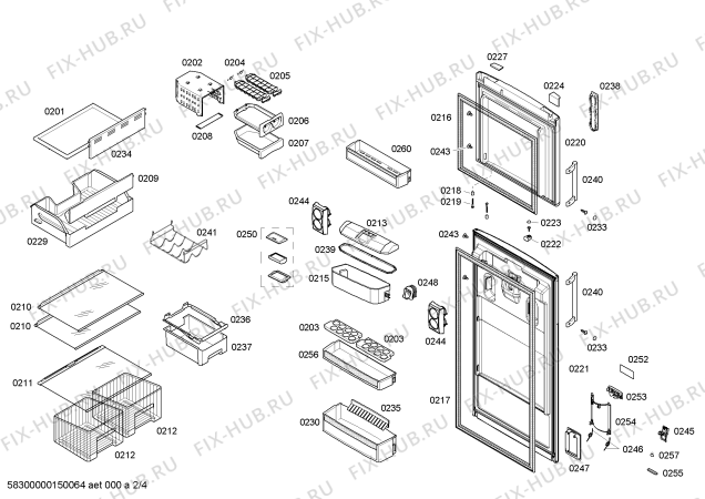 Схема №4 KDN40A20 с изображением Вставная полка для холодильной камеры Bosch 00676855