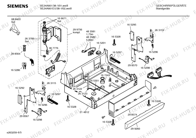 Схема №6 SE24A661EU Extraklasse с изображением Передняя панель для посудомойки Siemens 00369582