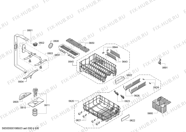 Взрыв-схема посудомоечной машины Bosch SPS53E18EU SilencePlus, Serie 4 - Схема узла 06