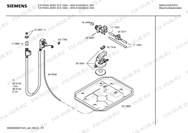 Взрыв-схема стиральной машины Siemens WXLS162GB EXTRAKLASSE XLS 1600 - Схема узла 05