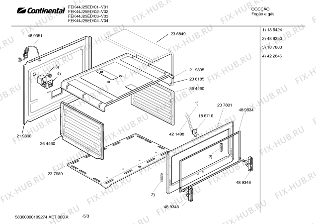 Взрыв-схема плиты (духовки) Continental FEK44J25ED - Схема узла 03
