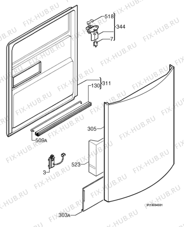 Взрыв-схема посудомоечной машины Aeg Electrolux F80870U - Схема узла Door 003