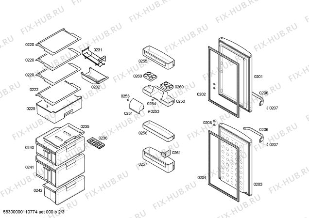 Взрыв-схема холодильника Bosch KGV34325GB - Схема узла 02