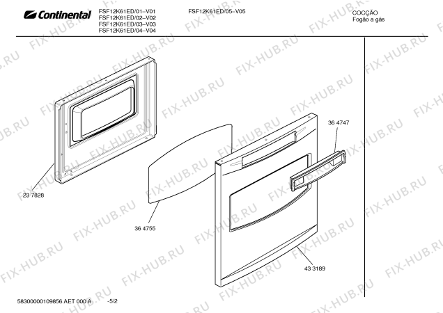 Взрыв-схема плиты (духовки) Continental FSF12K61ED - Схема узла 02