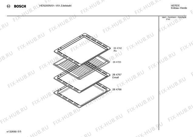 Схема №5 HEN205R с изображением Ручка управления духовкой для электропечи Bosch 00167347