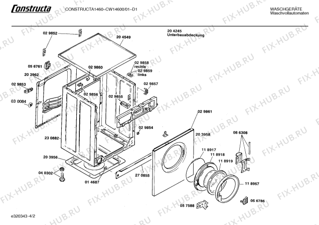 Взрыв-схема стиральной машины Constructa CW14600 CW1460 - Схема узла 02