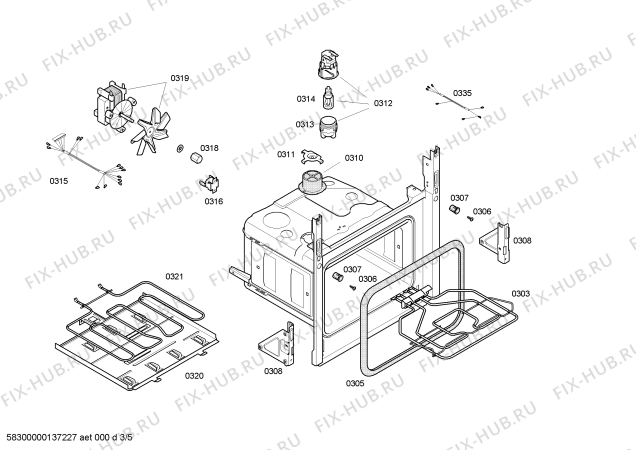 Взрыв-схема плиты (духовки) Bosch HBA43S420E - Схема узла 03