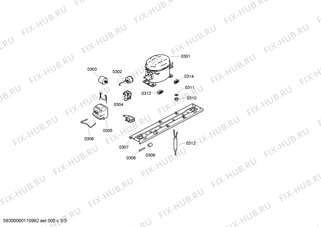 Взрыв-схема холодильника Bosch KGF29342TI - Схема узла 03