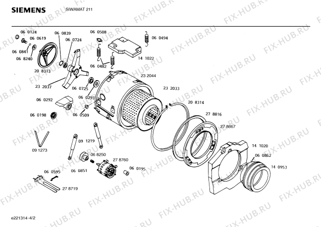 Схема №4 SIWAMAT211 с изображением Панель для стиралки Siemens 00278665