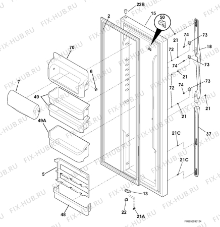 Взрыв-схема холодильника Electrolux ERL6296SK5 - Схема узла Refrigerator door