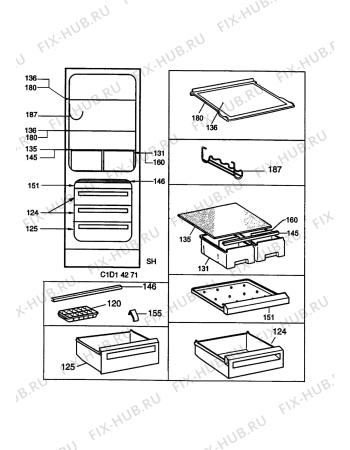 Взрыв-схема холодильника Electrolux ER8019B - Схема узла Internal parts