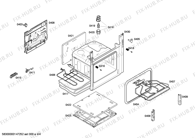 Взрыв-схема плиты (духовки) Siemens HD421210S - Схема узла 04