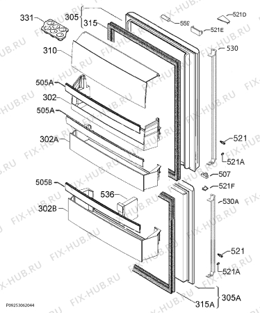 Взрыв-схема холодильника Aeg S83634CDX2 - Схема узла Door 003