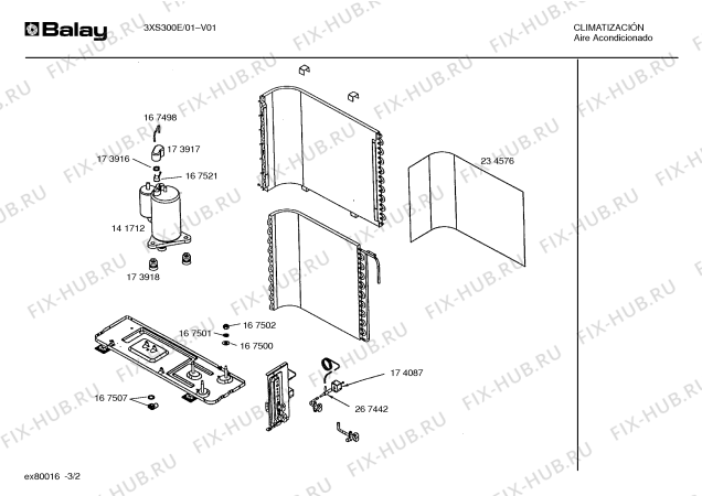 Взрыв-схема кондиционера Balay 3XS300E 3M30 - Схема узла 02