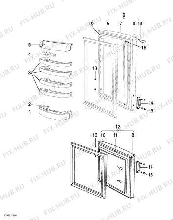 Взрыв-схема холодильника Zanussi ZRB35OA - Схема узла Door 003