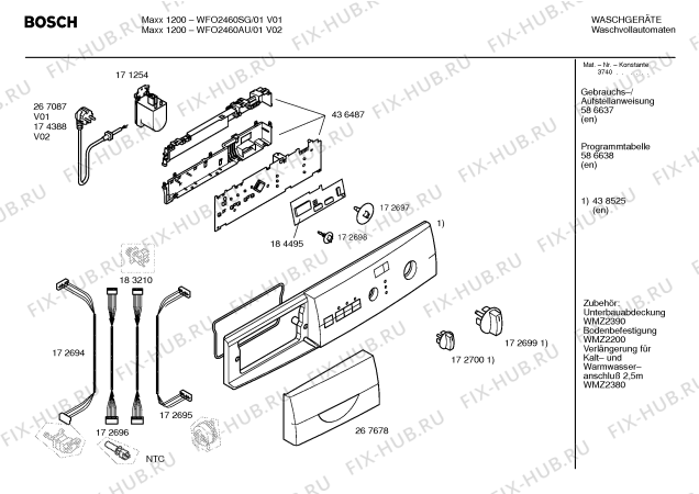 Схема №4 WFO2060AU Maxx1000 с изображением Инструкция по установке и эксплуатации для стиральной машины Bosch 00586637