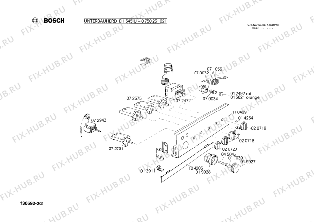 Взрыв-схема плиты (духовки) Bosch 0750231021 EH545U - Схема узла 02