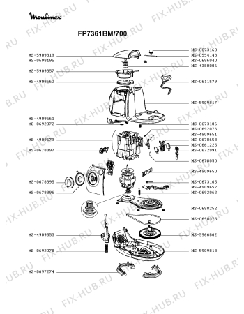 Взрыв-схема кухонного комбайна Moulinex FP7361BM/700 - Схема узла 4P004028.8P3