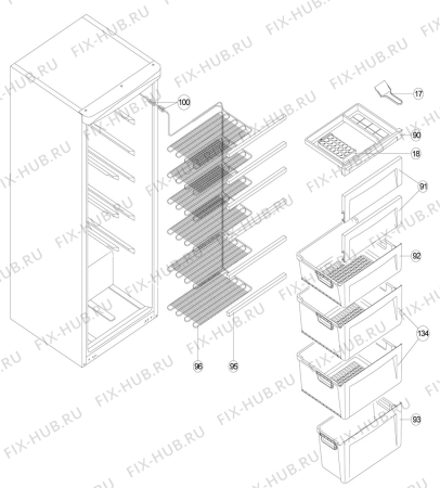 Взрыв-схема холодильника Zanussi ZFU21300WA - Схема узла Housing, inner